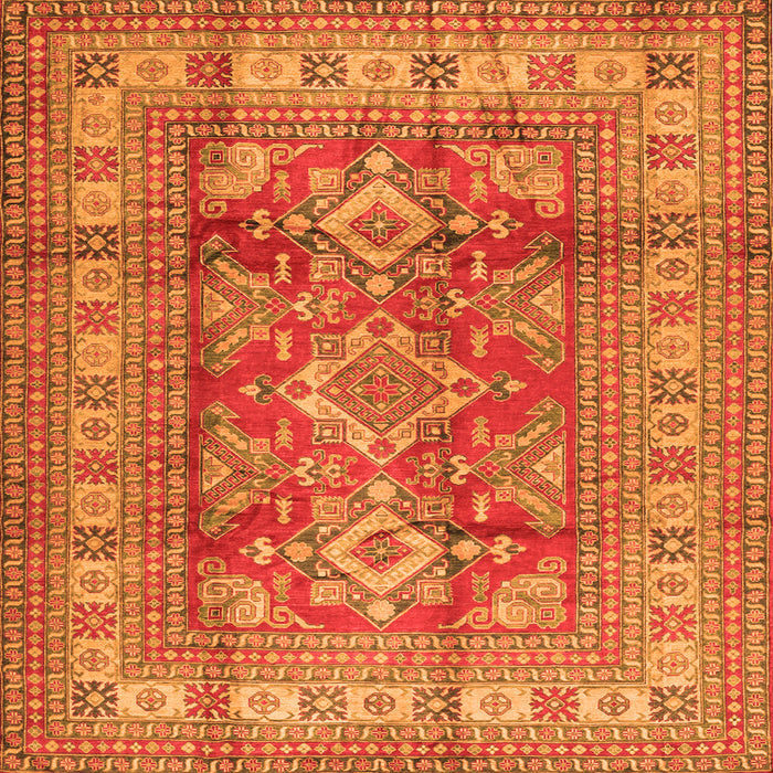 Round Machine Washable Geometric Orange Traditional Area Rugs, wshtr2716org