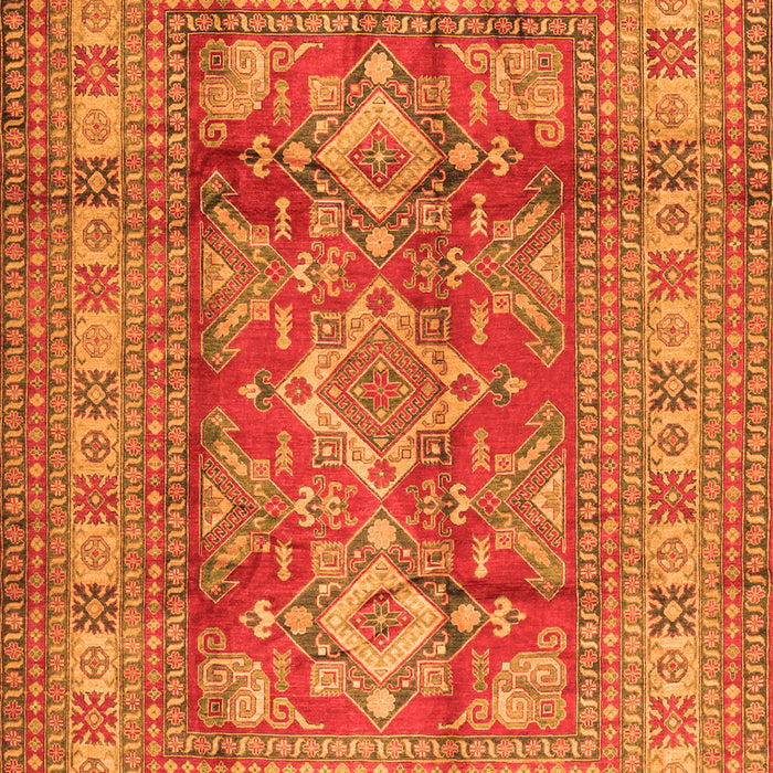 Serging Thickness of Machine Washable Geometric Orange Traditional Area Rugs, wshtr2716org