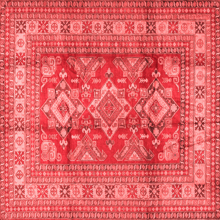 Machine Washable Geometric Red Traditional Rug, wshtr2716red