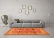 Machine Washable Geometric Orange Traditional Area Rugs in a Living Room, wshtr2716org