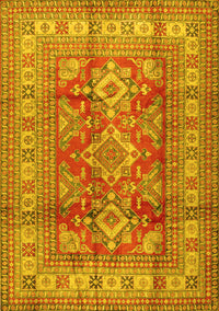 Geometric Yellow Traditional Rug, tr2716yw