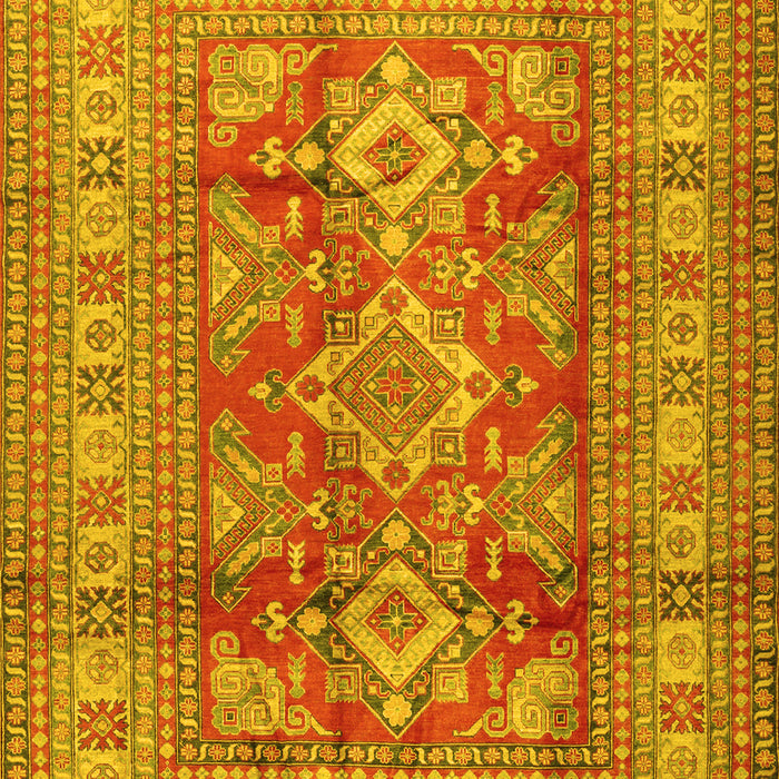 Geometric Yellow Traditional Rug, tr2716yw