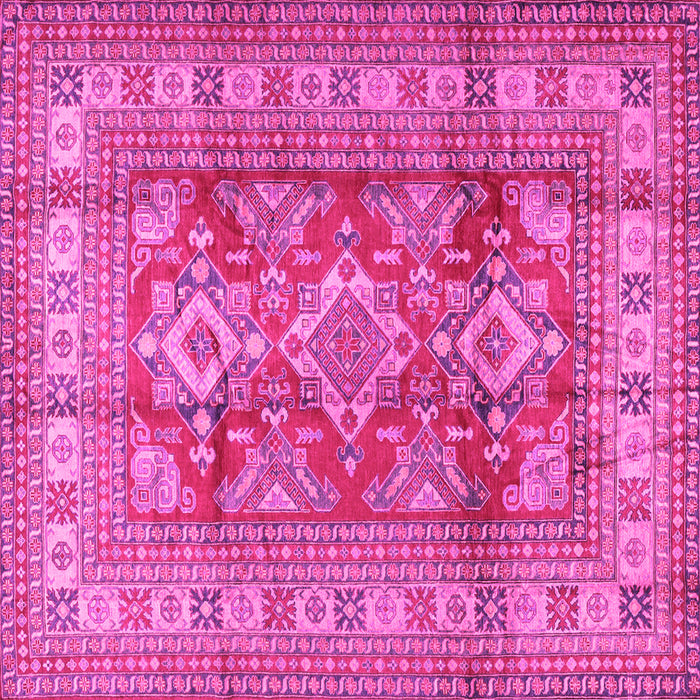 Square Machine Washable Geometric Pink Traditional Rug, wshtr2716pnk