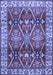 Machine Washable Geometric Blue Traditional Rug, wshtr2717blu