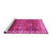 Sideview of Machine Washable Geometric Pink Traditional Rug, wshtr2717pnk