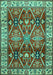 Geometric Turquoise Traditional Rug, tr2717turq