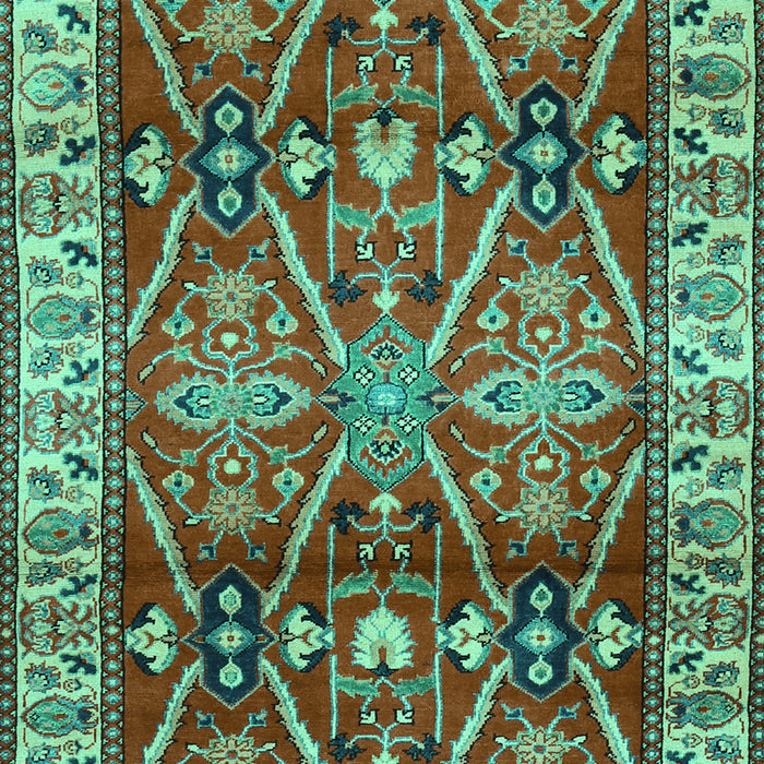 Geometric Turquoise Traditional Rug, tr2717turq