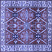 Square Geometric Blue Traditional Rug, tr2717blu