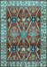 Machine Washable Geometric Light Blue Traditional Rug, wshtr2717lblu