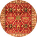 Square Geometric Orange Traditional Rug, tr2717org