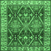 Square Machine Washable Geometric Emerald Green Traditional Area Rugs, wshtr2717emgrn