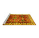 Sideview of Machine Washable Geometric Yellow Traditional Rug, wshtr2717yw