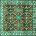 Square Geometric Turquoise Traditional Rug, tr2717turq