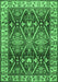 Machine Washable Geometric Emerald Green Traditional Area Rugs, wshtr2717emgrn