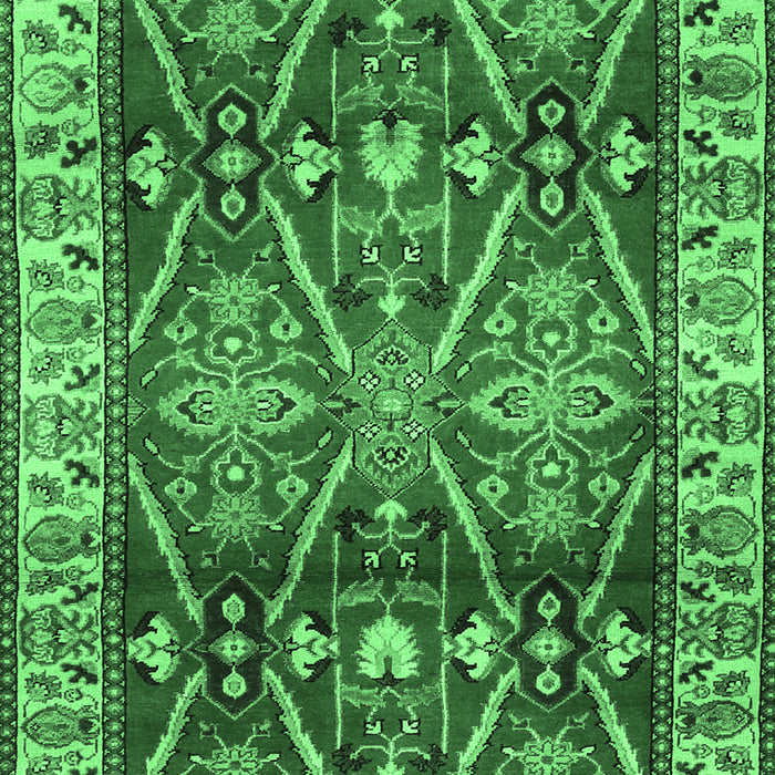 Machine Washable Geometric Emerald Green Traditional Area Rugs, wshtr2717emgrn