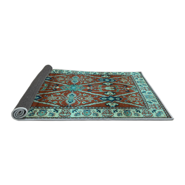 Sideview of Geometric Light Blue Traditional Rug, tr2717lblu