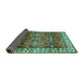 Sideview of Geometric Turquoise Traditional Rug, tr2717turq