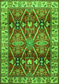 Geometric Green Traditional Rug, tr2717grn