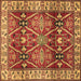 Square Machine Washable Geometric Brown Traditional Rug, wshtr2717brn