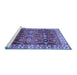 Sideview of Machine Washable Geometric Blue Traditional Rug, wshtr2717blu