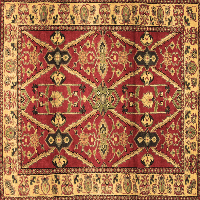 Square Geometric Brown Traditional Rug, tr2717brn