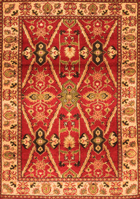 Geometric Orange Traditional Rug, tr2717org