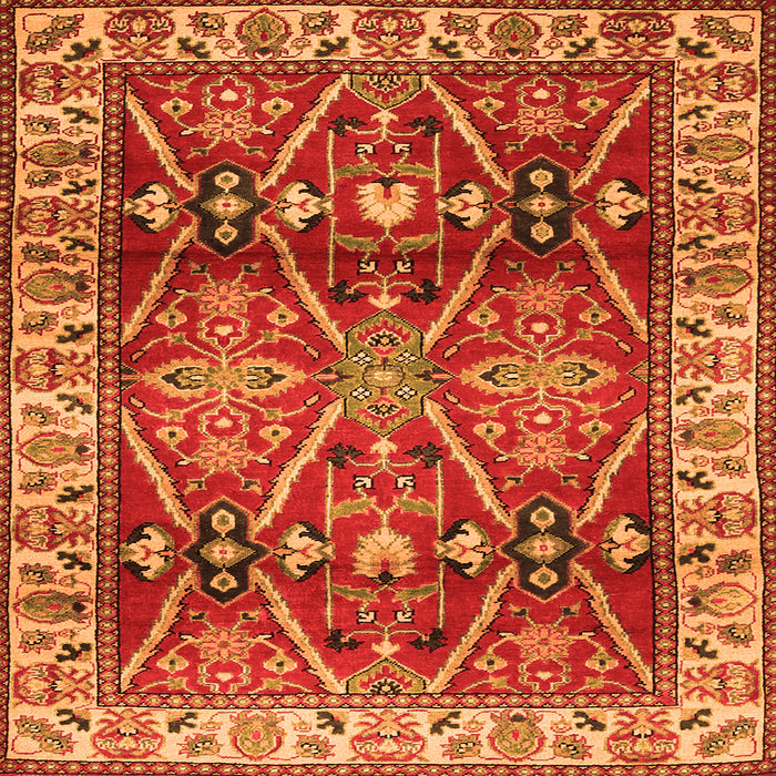 Serging Thickness of Geometric Orange Traditional Rug, tr2717org
