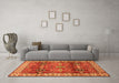 Machine Washable Geometric Orange Traditional Area Rugs in a Living Room, wshtr2717org