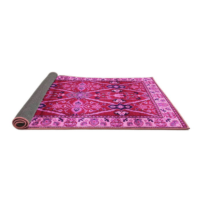 Sideview of Geometric Pink Traditional Rug, tr2717pnk