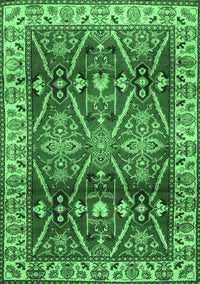 Geometric Emerald Green Traditional Rug, tr2717emgrn