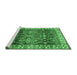 Sideview of Machine Washable Geometric Emerald Green Traditional Area Rugs, wshtr2717emgrn