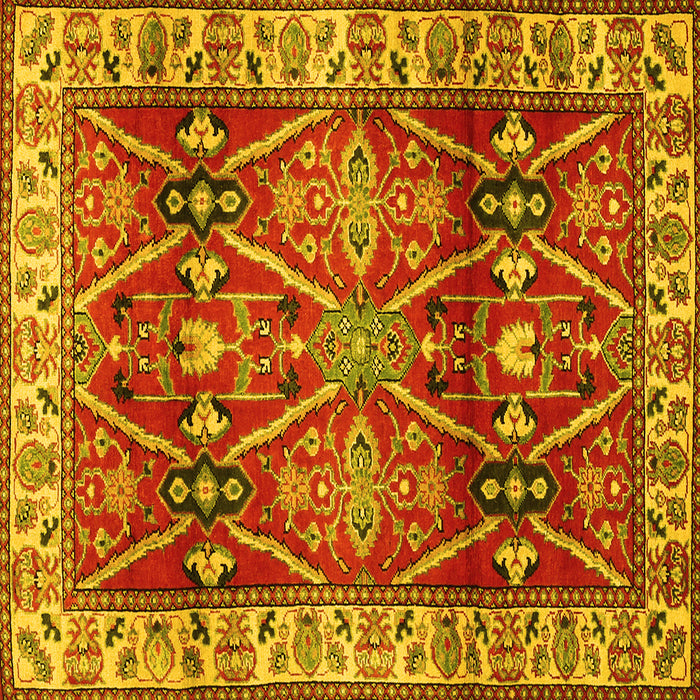 Square Geometric Yellow Traditional Rug, tr2717yw