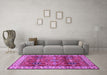 Machine Washable Geometric Purple Traditional Area Rugs in a Living Room, wshtr2717pur