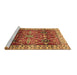 Sideview of Machine Washable Geometric Brown Traditional Rug, wshtr2717brn