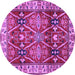 Round Machine Washable Geometric Purple Traditional Area Rugs, wshtr2717pur