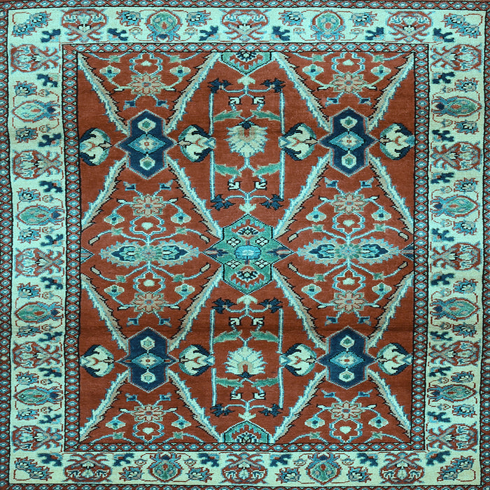 Square Geometric Light Blue Traditional Rug, tr2717lblu