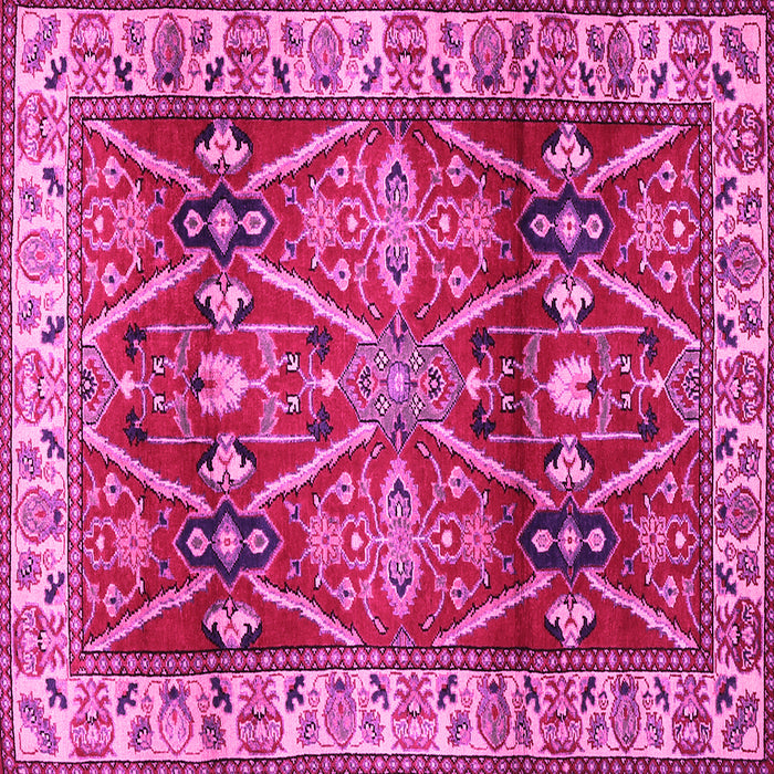 Square Machine Washable Geometric Pink Traditional Rug, wshtr2717pnk