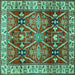 Square Machine Washable Geometric Turquoise Traditional Area Rugs, wshtr2717turq