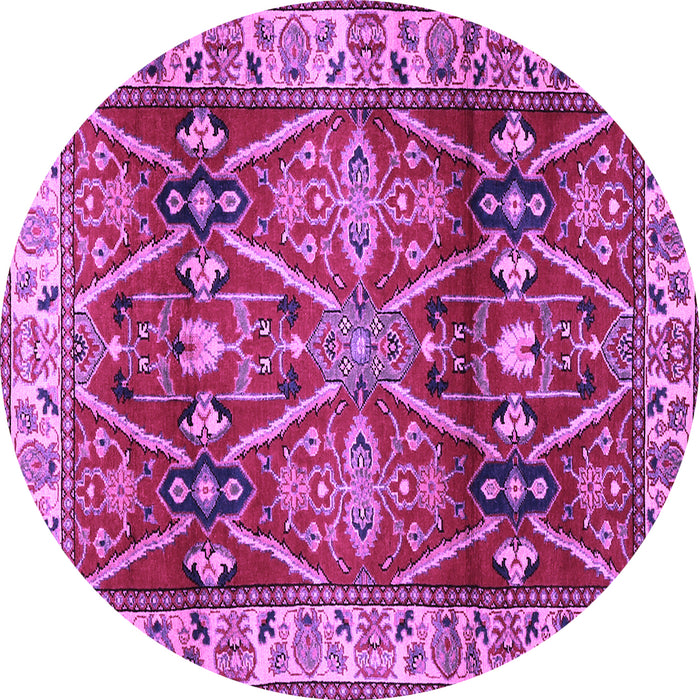 Round Geometric Purple Traditional Rug, tr2717pur