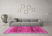 Machine Washable Geometric Pink Traditional Rug in a Living Room, wshtr2717pnk