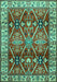 Machine Washable Geometric Turquoise Traditional Area Rugs, wshtr2717turq