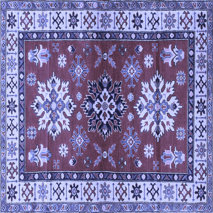Square Geometric Blue Traditional Rug, tr2718blu