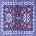 Square Geometric Blue Traditional Rug, tr2718blu