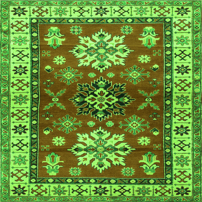Serging Thickness of Geometric Green Traditional Rug, tr2718grn