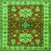 Round Machine Washable Geometric Green Traditional Area Rugs, wshtr2718grn