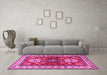 Machine Washable Geometric Pink Traditional Rug in a Living Room, wshtr2718pnk