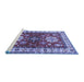 Sideview of Machine Washable Geometric Blue Traditional Rug, wshtr2718blu