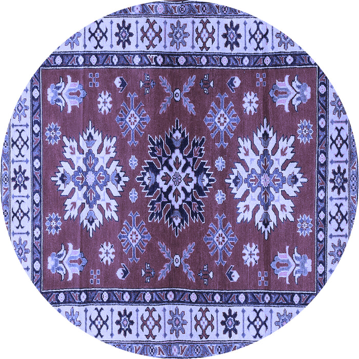 Round Machine Washable Geometric Blue Traditional Rug, wshtr2718blu
