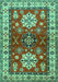 Geometric Turquoise Traditional Rug, tr2718turq