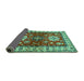 Sideview of Geometric Turquoise Traditional Rug, tr2718turq